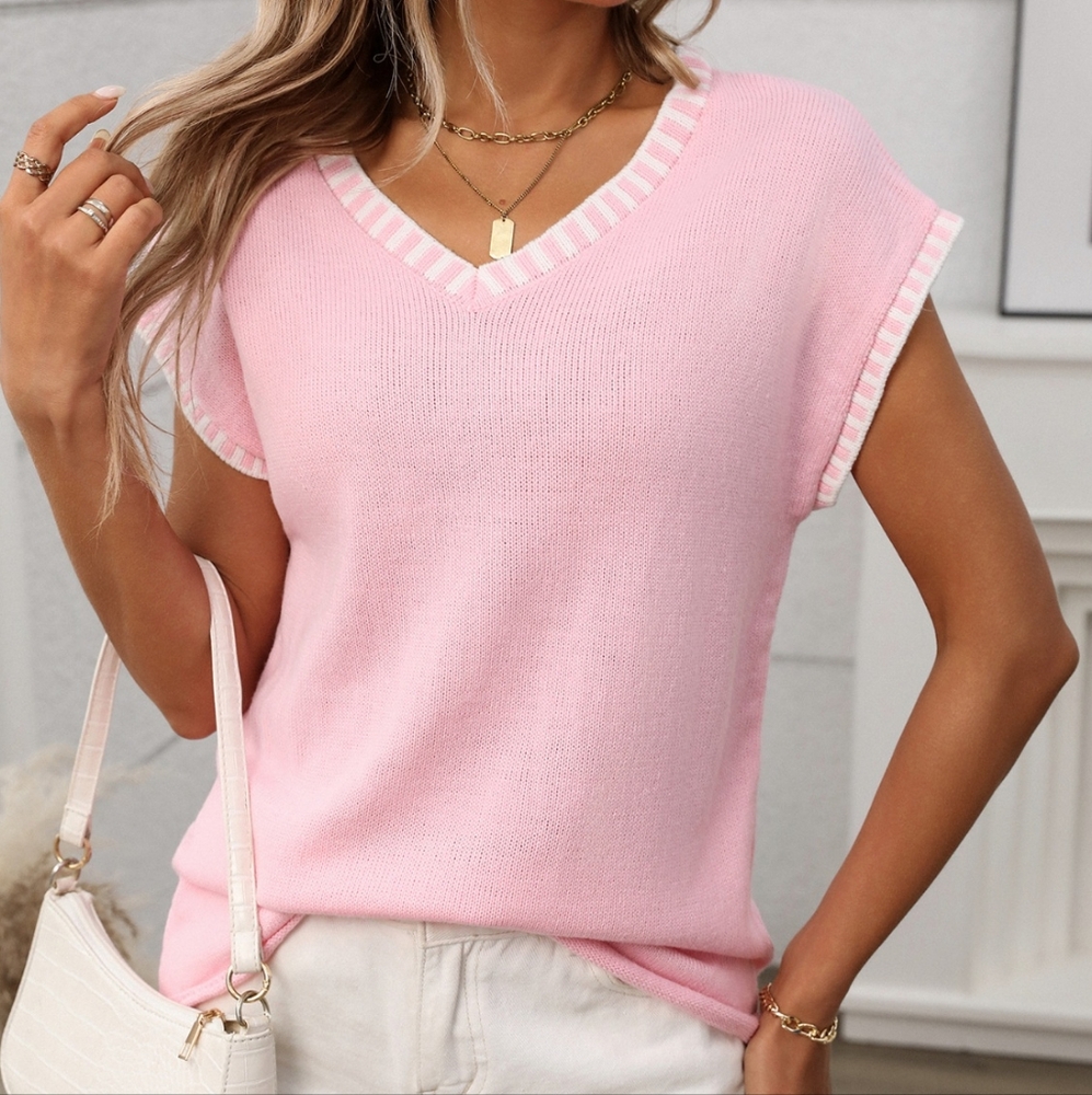 Pop Edge Knit Top - Pink